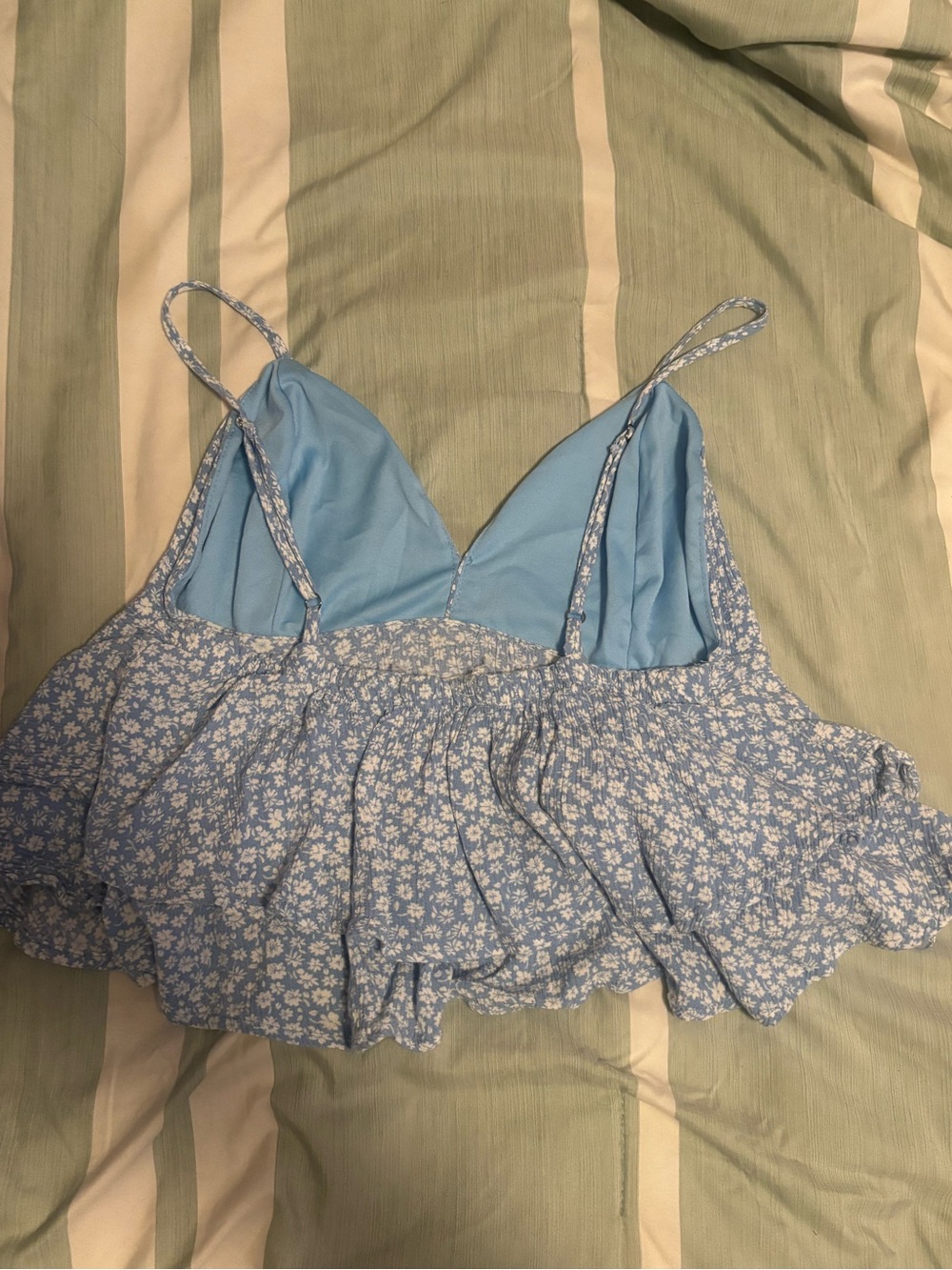Ocean Drive Light Blue Floral Ruffle Cami - Picture 2 of 3